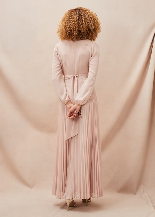 Alecia Pleated Chiffon Maxi Dress
