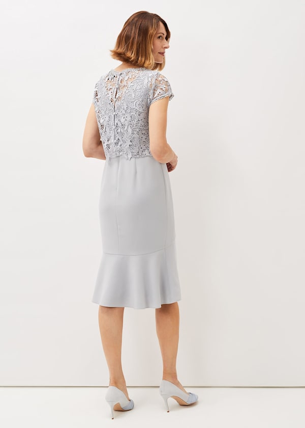 Alisha Double Layer Lace Peplum Dress