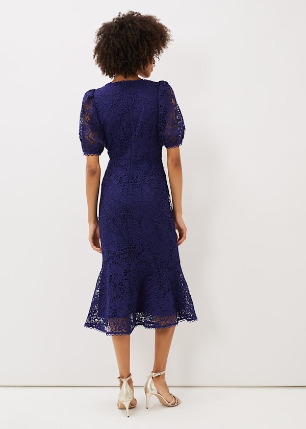 Lidia Guipure Lace Fishtail Dress
