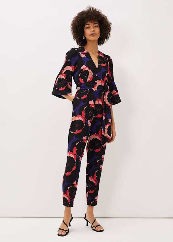 Darcey Floral Textured Tapered Jumpsuit