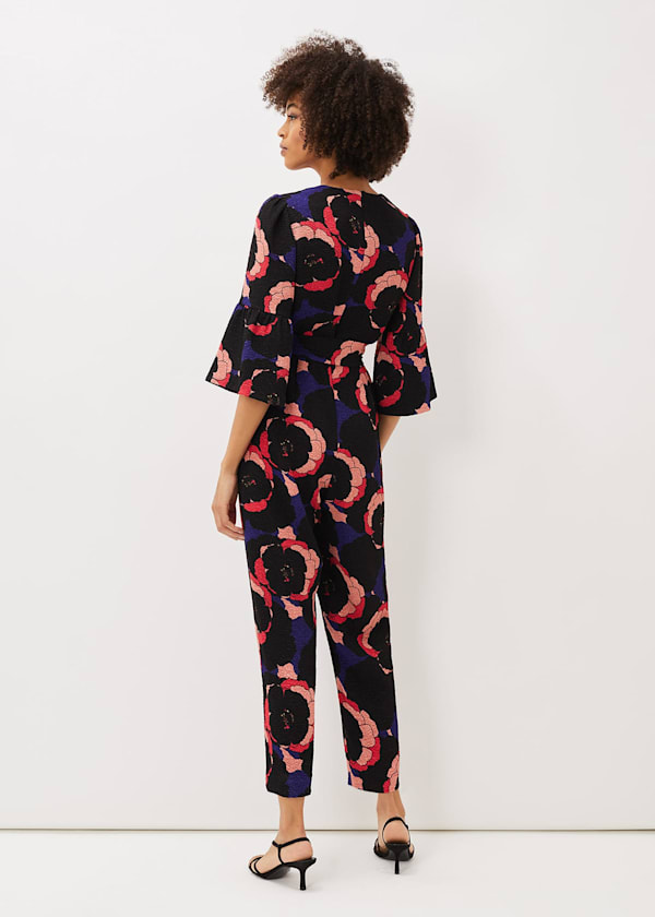 Darcey Floral Textured Tapered Jumpsuit