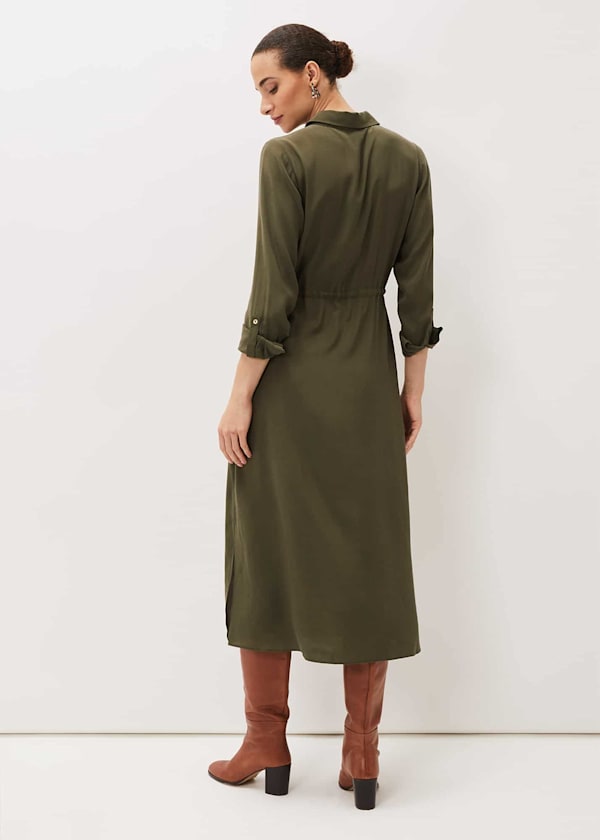Tana Khaki Midi Dress
