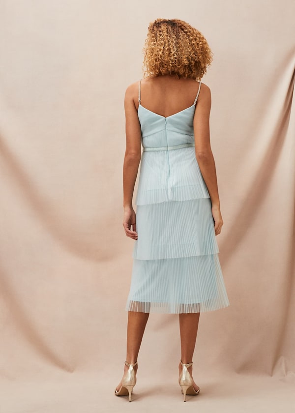 Kaia Pleated Tulle Midi Dress