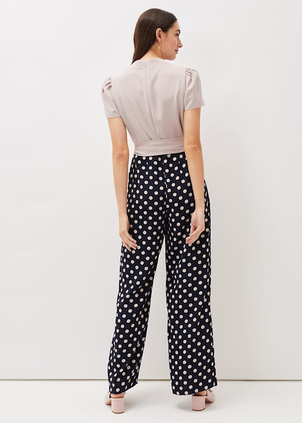 Eloise Spot Print Wide Leg Jumpsuit