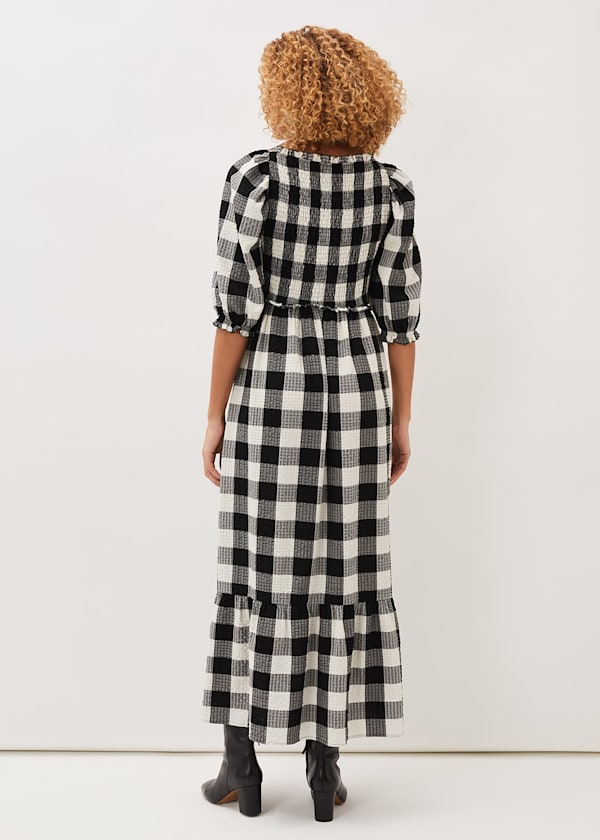 Evlin Gingham Square Neck Dress