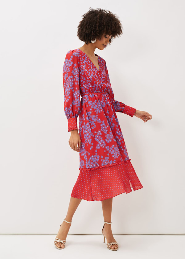 Zahara Floral And Spot Print Dress