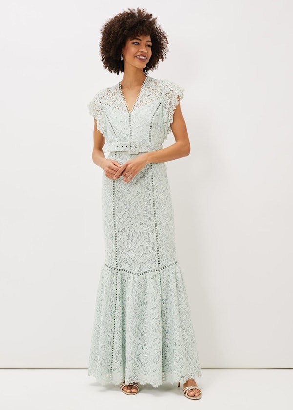 Esmerelda Lace Belted Fishtail Dress