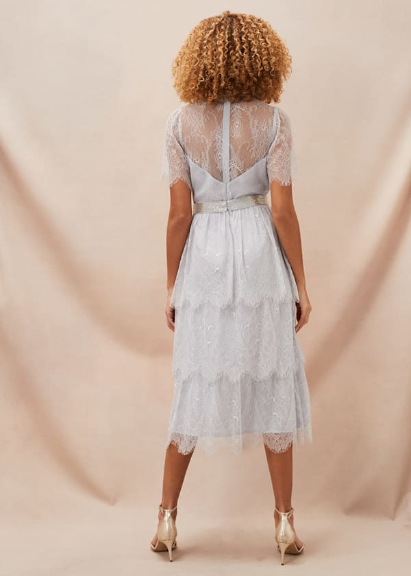 Ginnie Lace Tiered Midi Dress