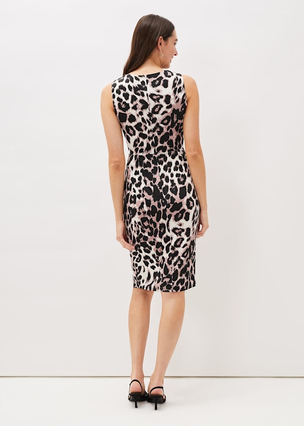 Chelsie Leopard Print Sleeveless Jersey Dress
