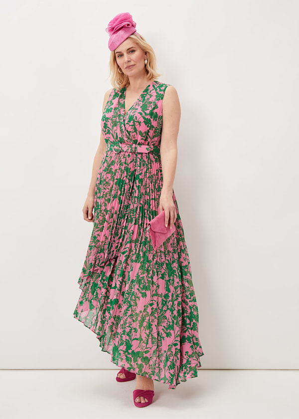 Brianna Pleated Print Dress