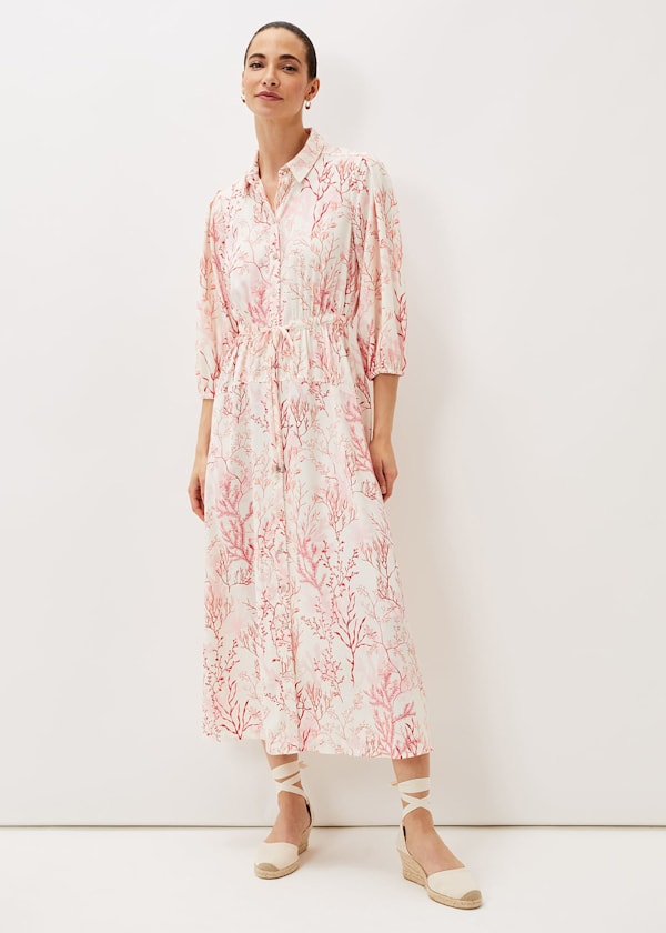 Tana Coral Printed Midi Dress