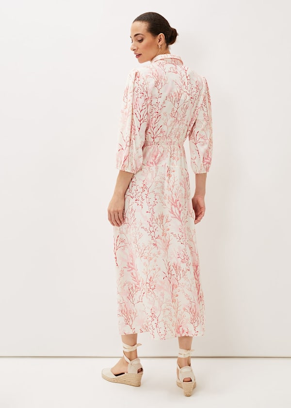 Tana Coral Printed Midi Dress