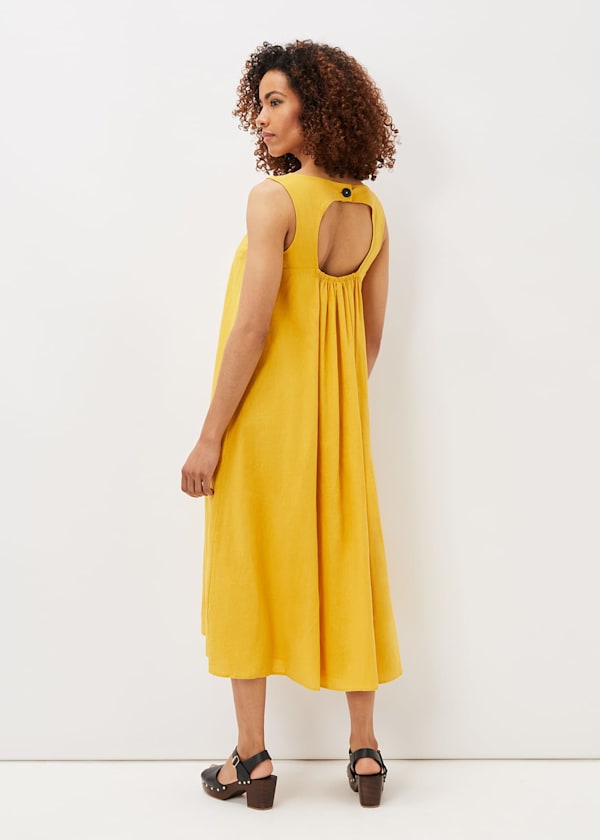 Sheila Linen Trapeze Open Back Dress