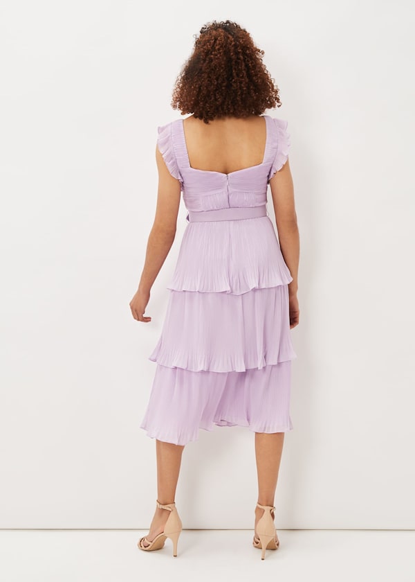 Skyler Pleated Tiered Midi Dress
