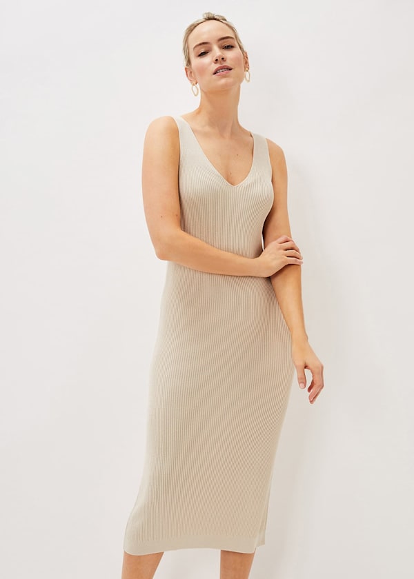 Lindan Ribbed Knit Midi Dress