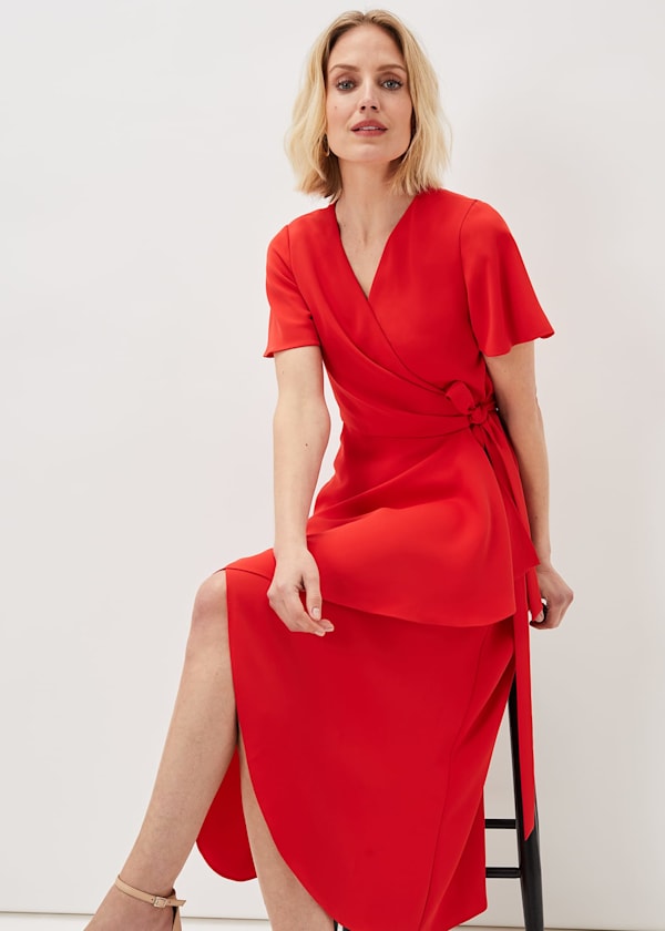 Julissa Ruffle Wrap Midi Dress