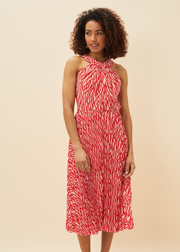 Yas Abstract Print Halterneck Dress