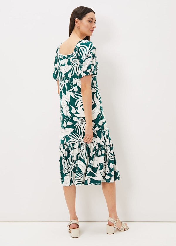 Aayra Palm Print Midaxi Dress