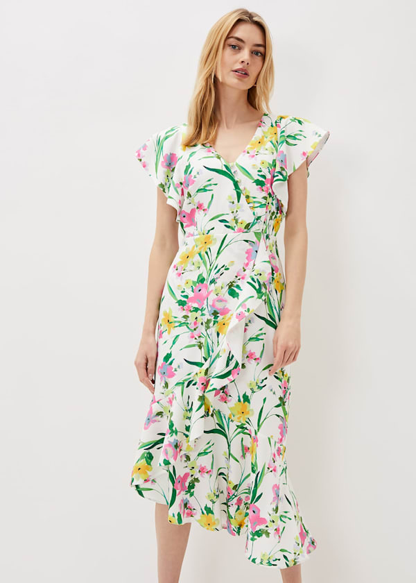 Evelin Printed Frill Hem Dress