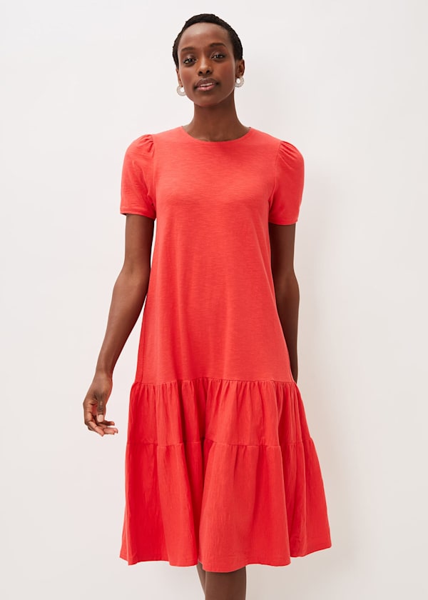 Elizebeth Cotton Tiered Midi Dress