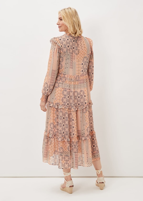 Ailsa Geometric Print Chiffon Midi Dress