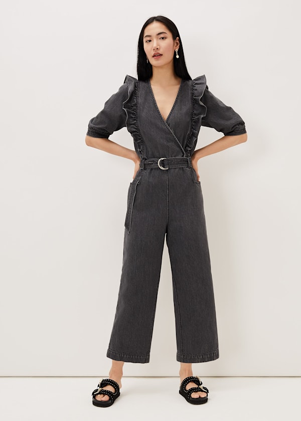 Flora Denim Frill Jumpsuit