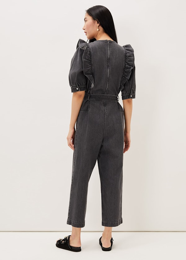 Flora Denim Frill Jumpsuit