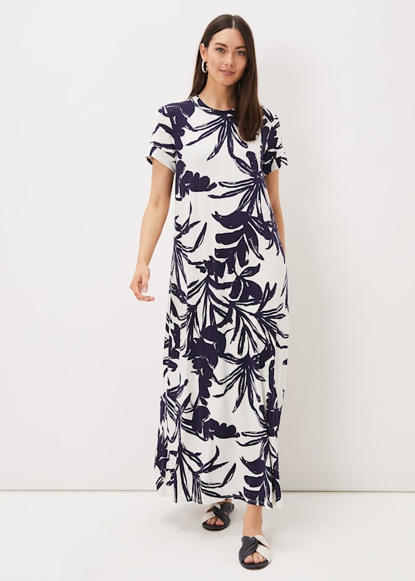 Michaela Palm Print Maxi Dress