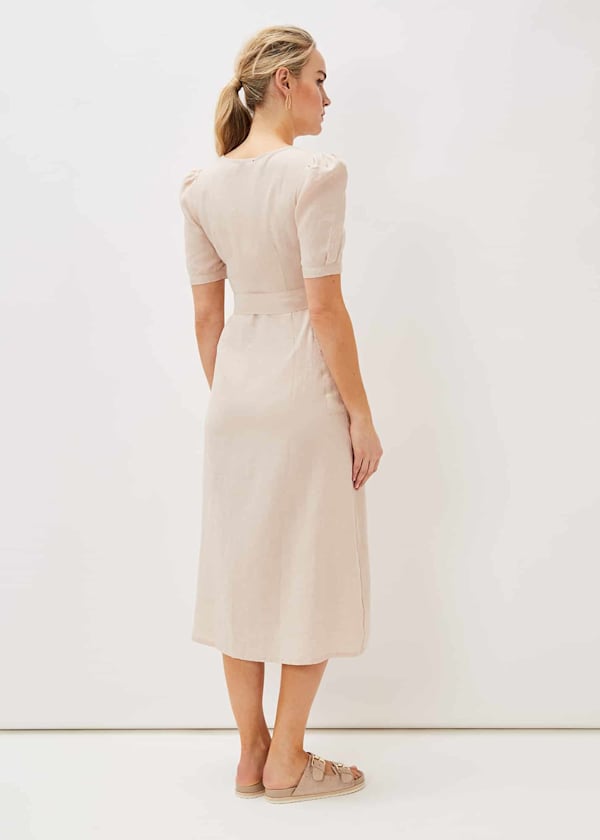 Elletta Square Neck Linen Dress