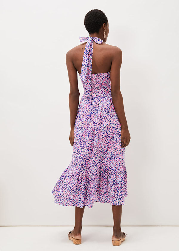 Gemmi Cotton Almond Print Halterneck Dress