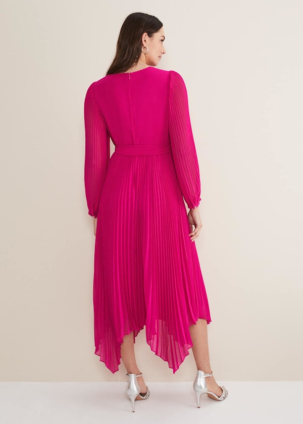 Petra Wrap Pleated Midi Dress