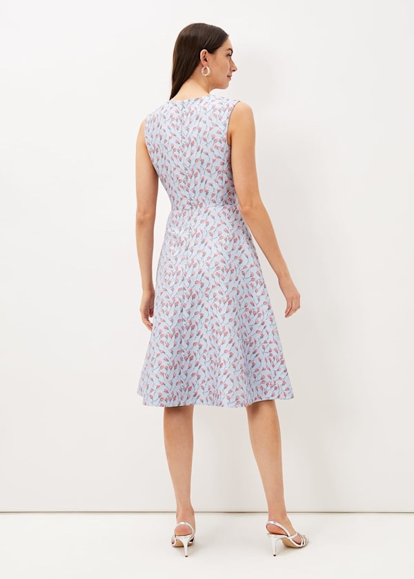Rosebud Jacquard Fit And Flare Dress