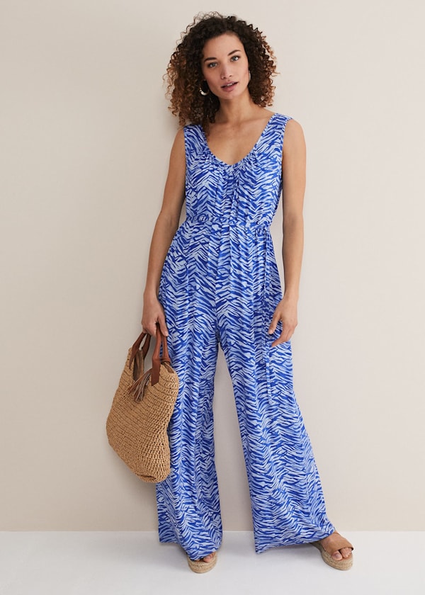 Juliana Zebra Print Jersey Jumpsuit