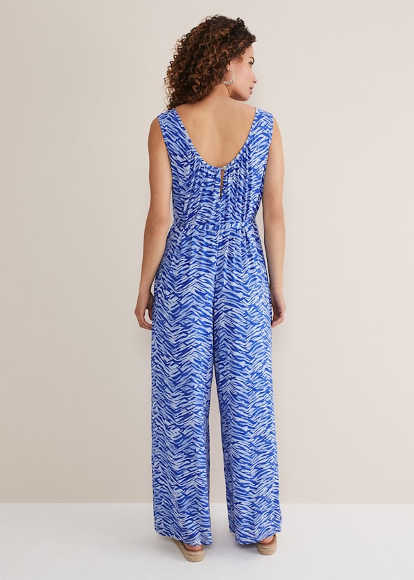 Juliana Zebra Print Jersey Jumpsuit