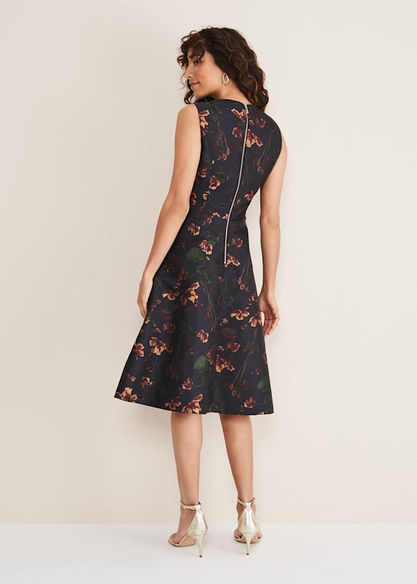 Savannah Jacquard Floral Fit And Flare Dress