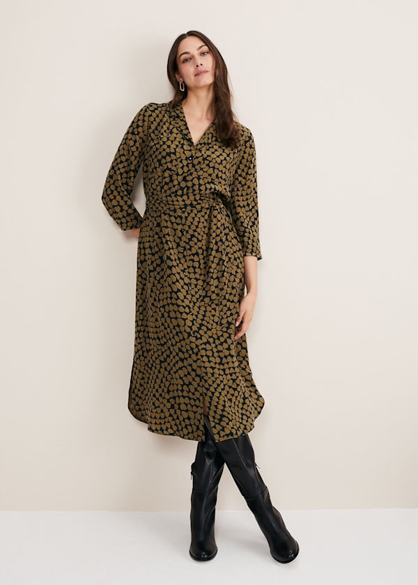 Kesia Heart Print Shirt Dress