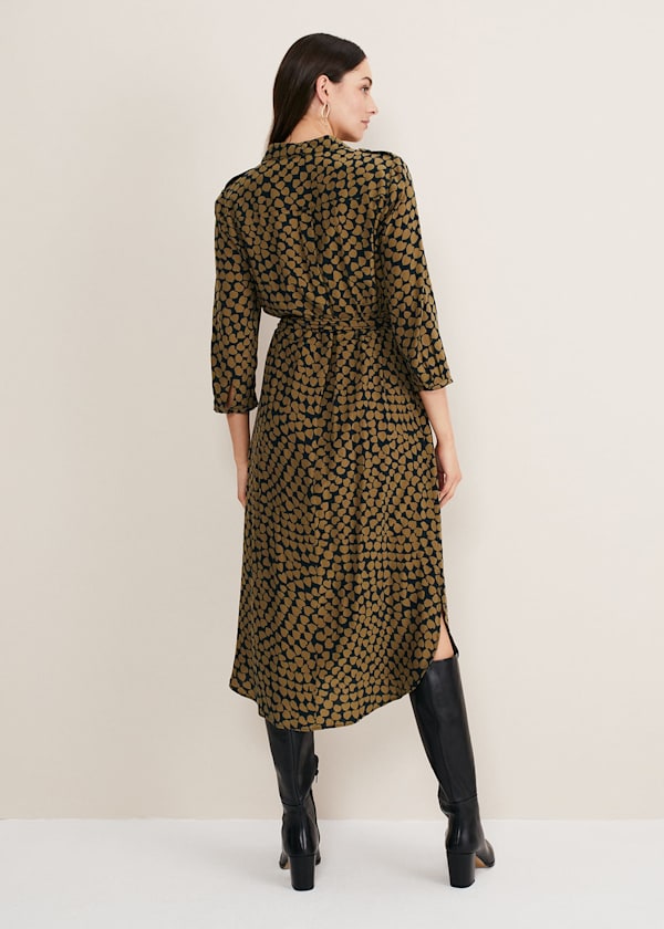 Kesia Heart Print Shirt Dress