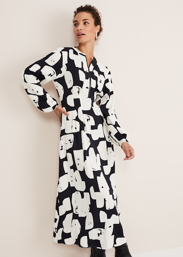 Luana Geo Zip Front Midi Dress