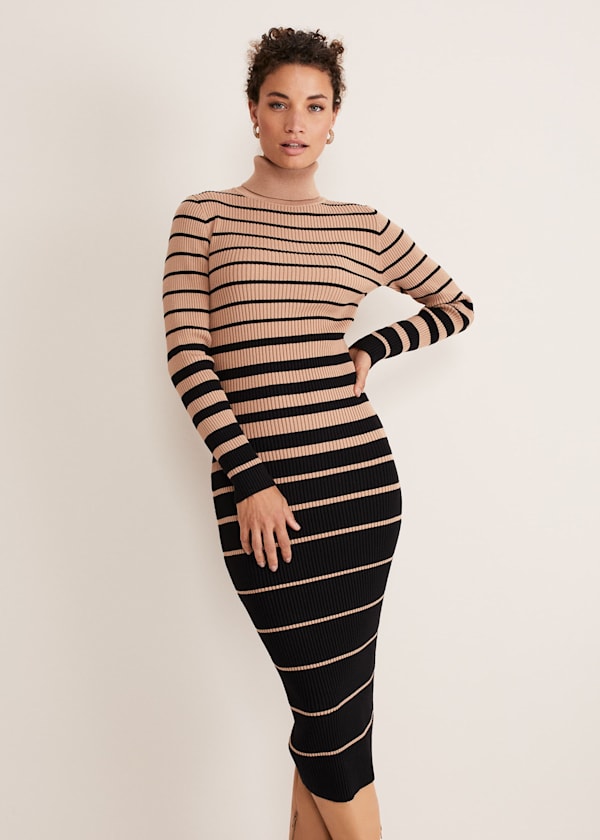 Bettie Ombre Colourblock Ribbed Dress