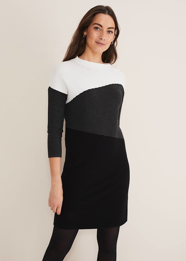 Mali Textured Stitch Colourblock Dress