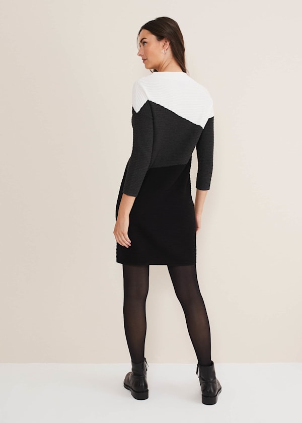 Mali Textured Stitch Colourblock Dress