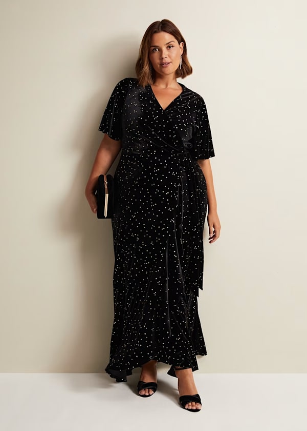 Holly Velvet Star Wrap Maxi Dress