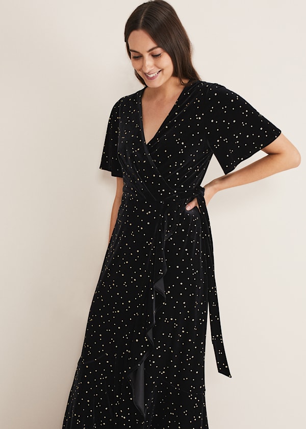 Holly Velvet Star Wrap Maxi Dress
