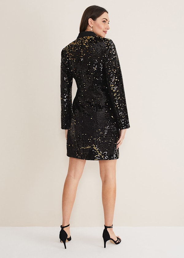 Brea Wrap Tuxe Sequin Dress