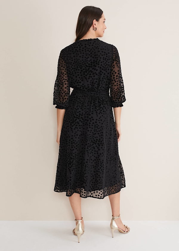 Isador Textured Fit And Flare Midi Dress