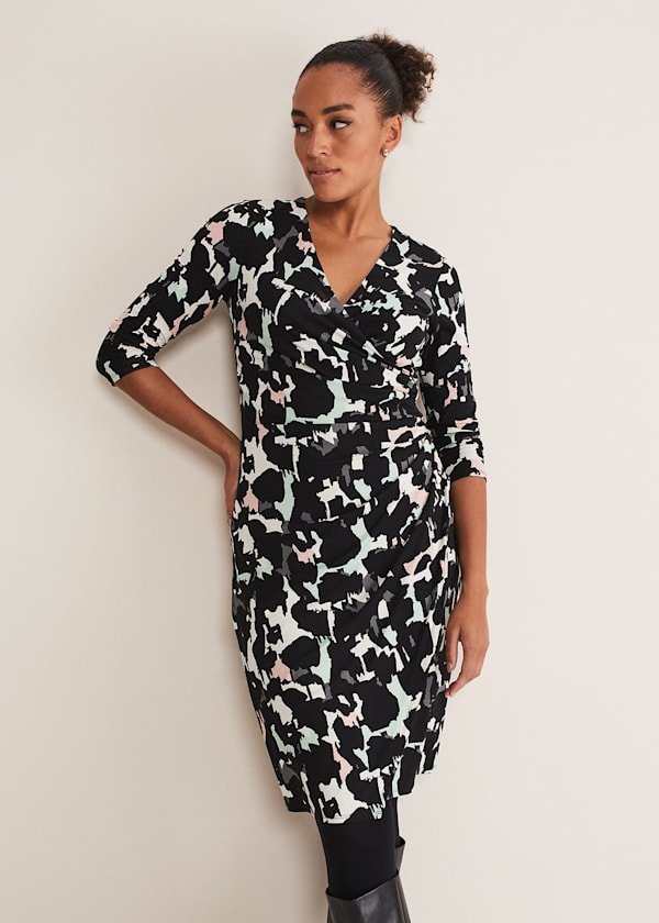 Lanor Wrap Printed Jersey Dress