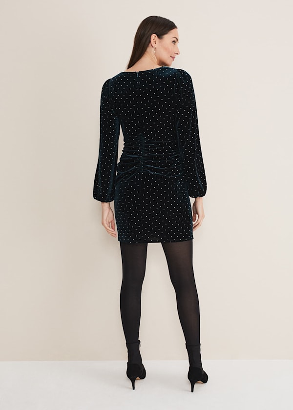 Adele Studded Velvet Dress