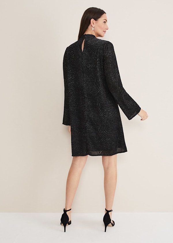Kirsta Flock Velvet Swing Dress