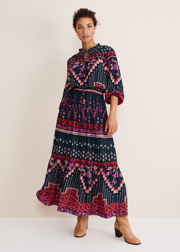 Asa Tile Print Midaxi Dress