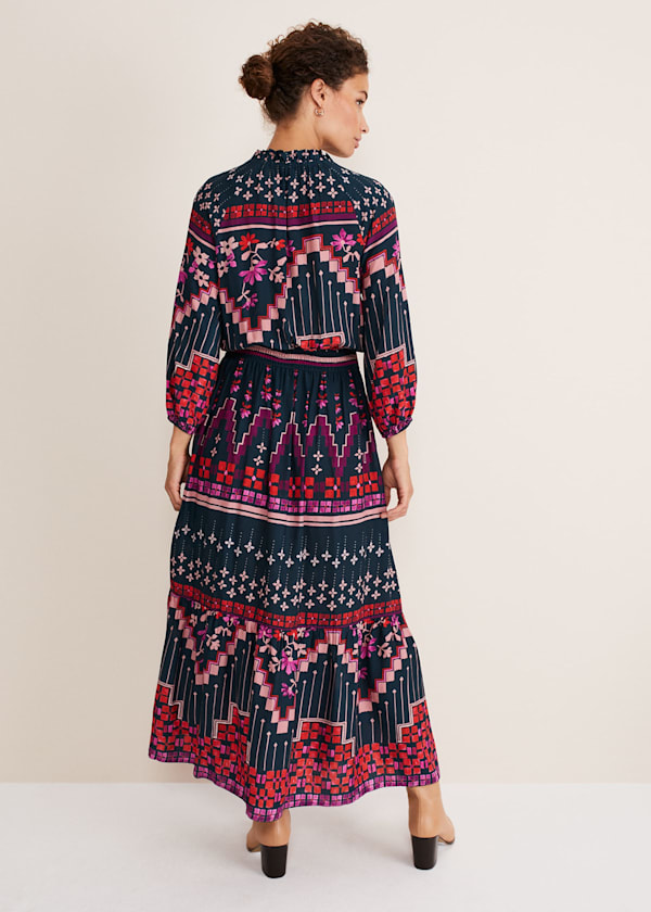 Asa Tile Print Midaxi Dress